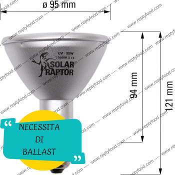 SOLAR RAPTOR HID 35W FLOOD - LAMPADA RISCALDANTE + UVA/UVB