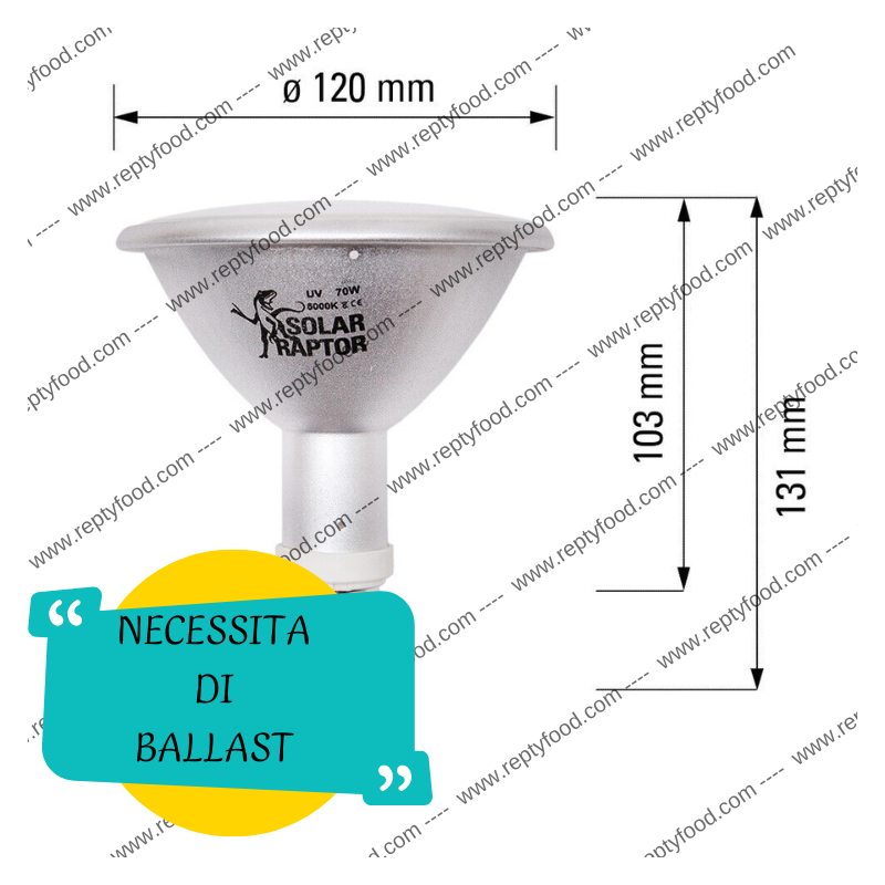 SOLAR RAPTOR HID 70W FLOOD - LAMPADA RISCALDANTE + UVA/UVB