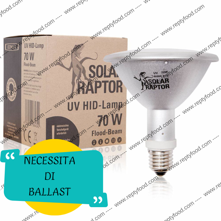 SOLAR RAPTOR HID 70W FLOOD - LAMPADA RISCALDANTE + UVA/UVB