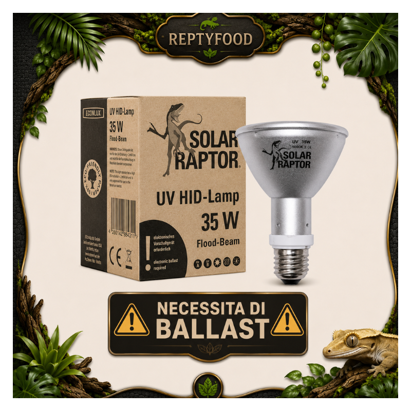 SOLAR RAPTOR HID 35W FLOOD - LAMPADA RISCALDANTE + UVA/UVB