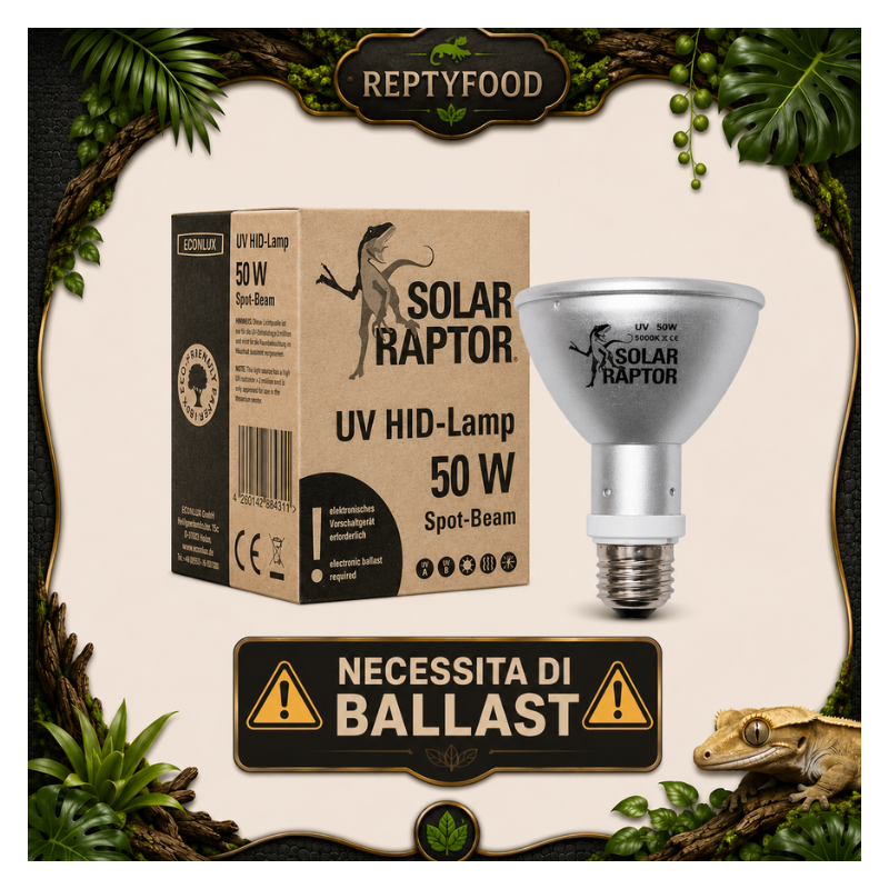 SOLAR RAPTOR HID 50W SPOT - LAMPADA RISCALDANTE + UVA/UVB
