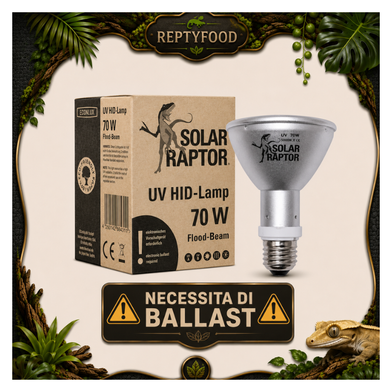 SOLAR RAPTOR HID 70W FLOOD - LAMPADA RISCALDANTE + UVA/UVB