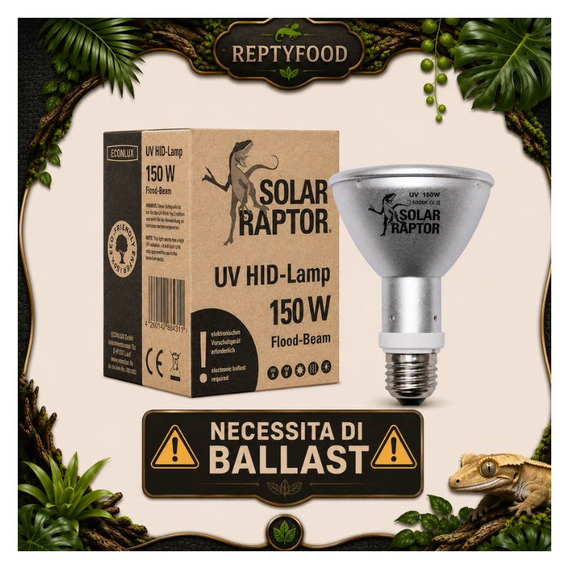 SOLAR RAPTOR HID 150W FLOOD - LAMPADA RISCALDANTE + UVA/UVB