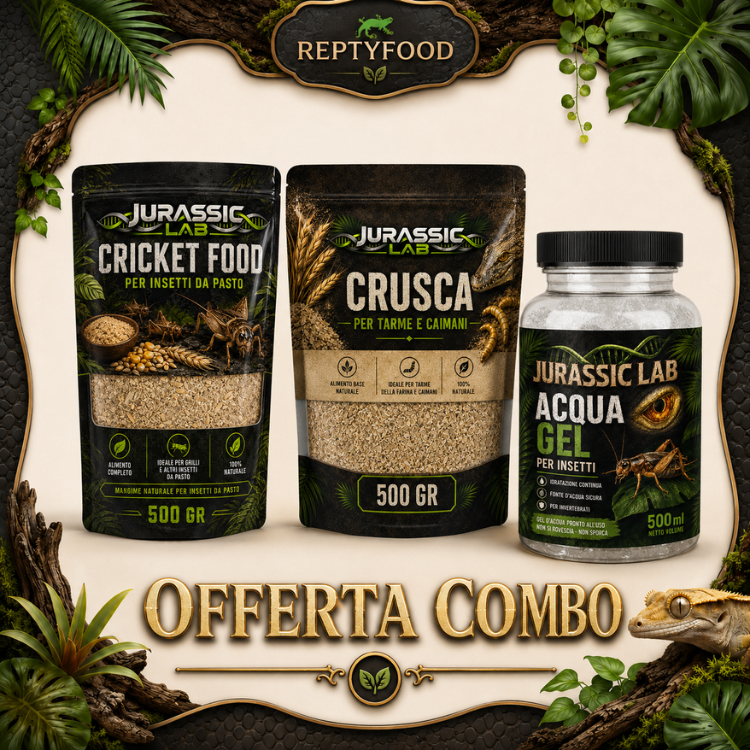 JURASSIC LAB CRUSCA + CRICKET FOOD + ACQAUGEL COMBO