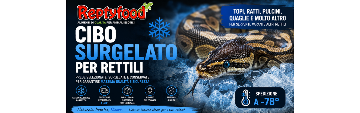 Cibo Surgelato per Rettili  Topi, Ratti, Pulcini e Quaglie  ReptyFood