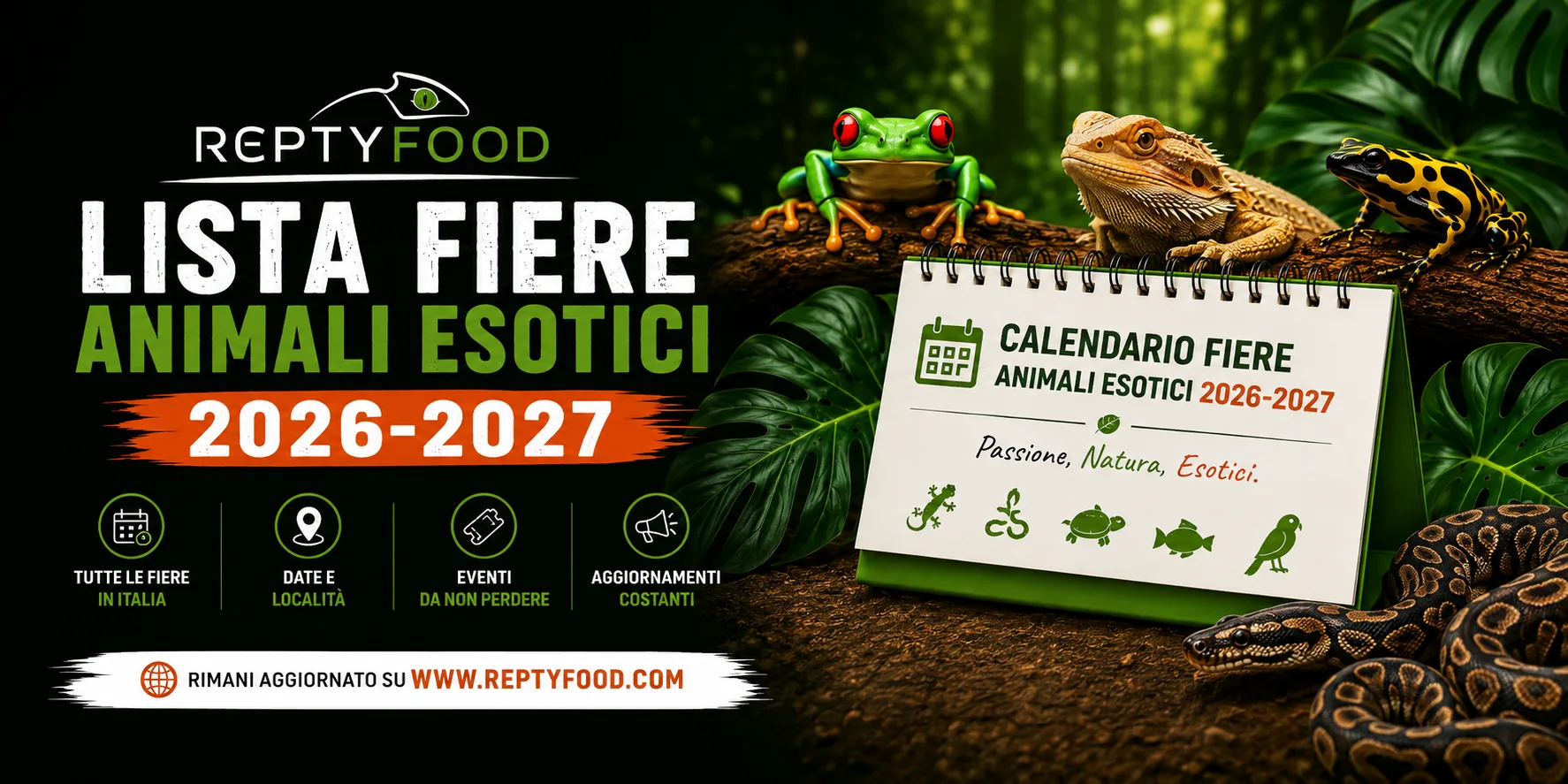 Calendario fiere di rettili e animali esotici