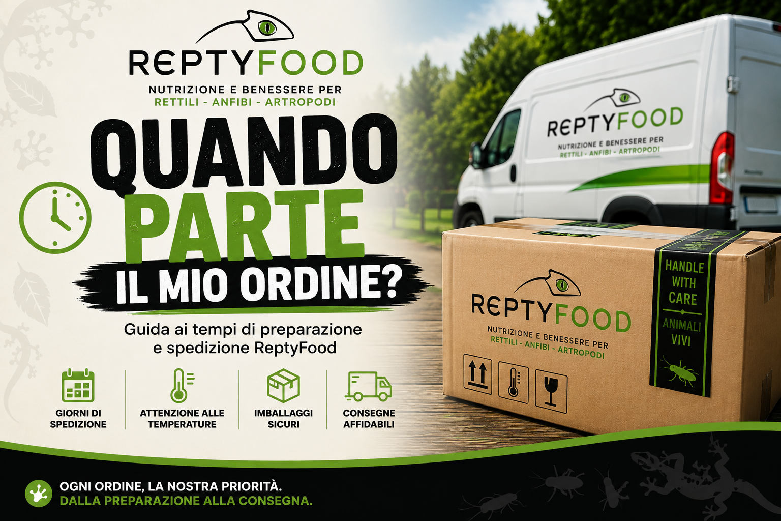 Quando parte il mio ordine ReptyFood? Guida ai tempi di preparazione e spedizione
